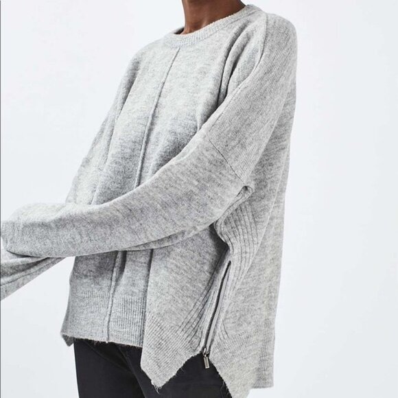 Topshop Cream Sweater Jumper With Side Zippers - Picture 7 of 8